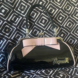 SOLD 💜 Sourpuss “Floozy” Black Vinyl Handbag 🖤